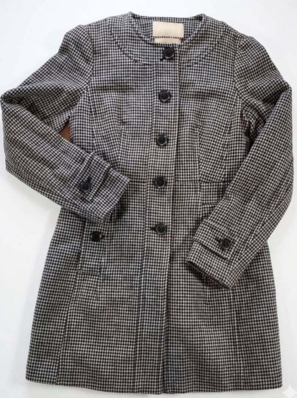 🔸️Banana Republic Black Houndstooth Wool Peacoat Jacket XSmall